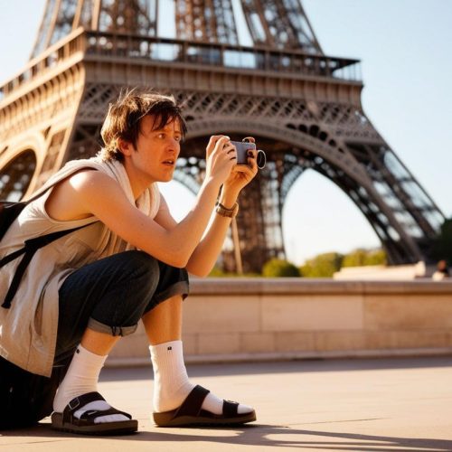 Turista haciendo fotos en Paris